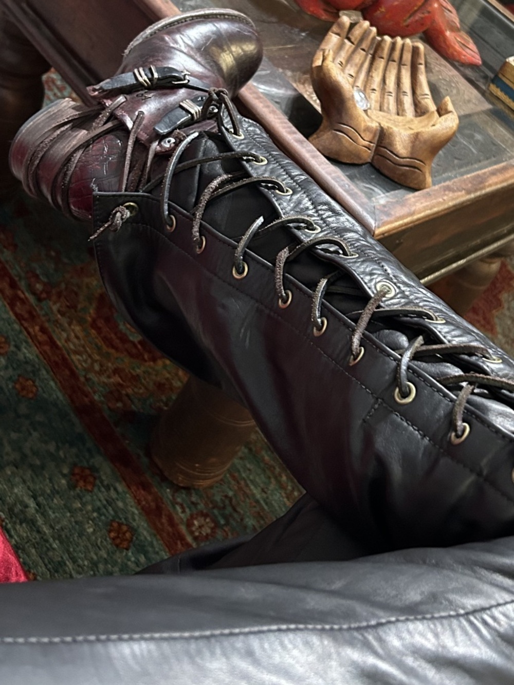 VINTAGE Agatha NYC Custom Lace up Leather Pants - Picture 15 of 16